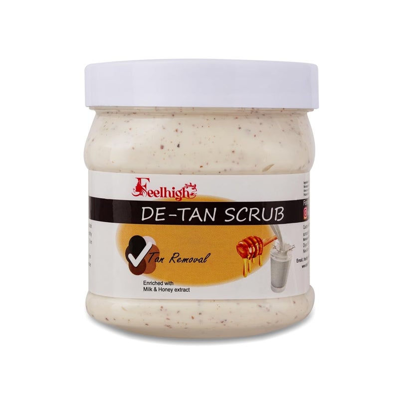 Feelhigh Face  Body DETAN SCRUB For Tan Removal and Exfoliate Dead Skin cells Enriched With Milk  Honey Extract Suitable for All type of Skin - Image 1
