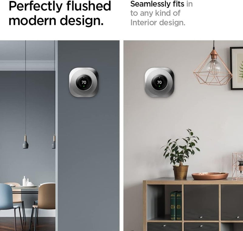 Spigen لوحة جدارية مصممة لجهاز Google Nest Learning Thermostat الجيل 1/2/3 - فضي ستانلس ستيل - Image 5