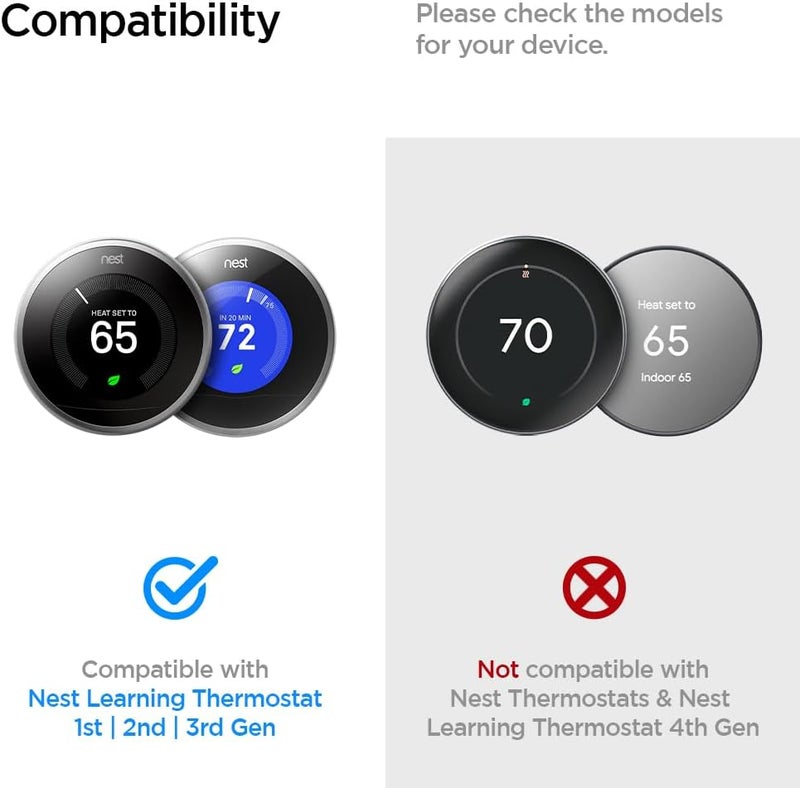 Spigen لوحة جدارية مصممة لجهاز Google Nest Learning Thermostat الجيل 1/2/3 - فضي ستانلس ستيل - Image 2