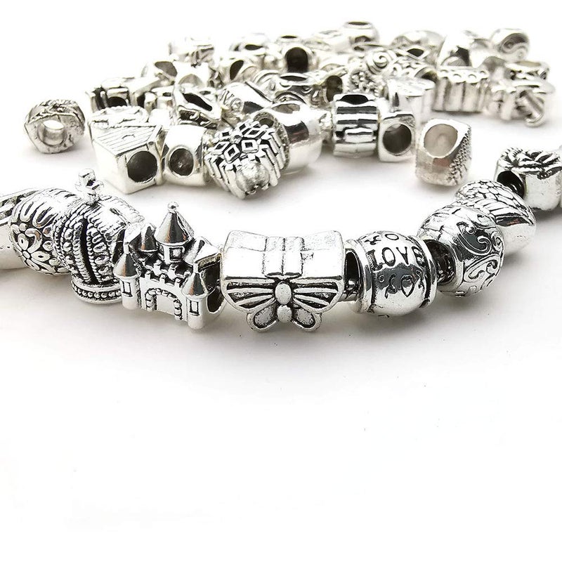 WOCRAFT 55pcs Assorted Alloy European Large Hole Beads Metal Spacer Charms Bead Assortments for DIY Crafts Bracelets Necklaces Jewelry Making (M190) - Image 5