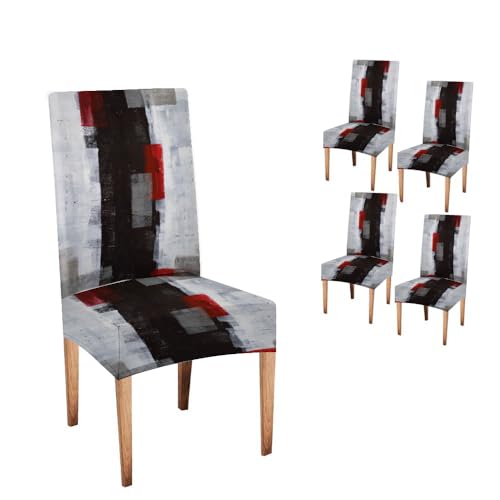 CAPSCEOLL Grey Chair Covers Chair Seat Covers Set of 4 Chair Seat Covers Removable Washable Parson Chair Covers for Dining Room Living Room Kitchen - Image 1