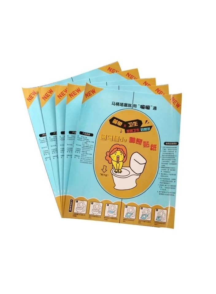 5-Pieces High Pressure Manual Unclog  Nightstool Sticker,Toilet Polyethylene Sticker,Transparent Sticker Toilet Dredging Post Household Portable Accessories Toilet Cleaning Tools  - Image 4