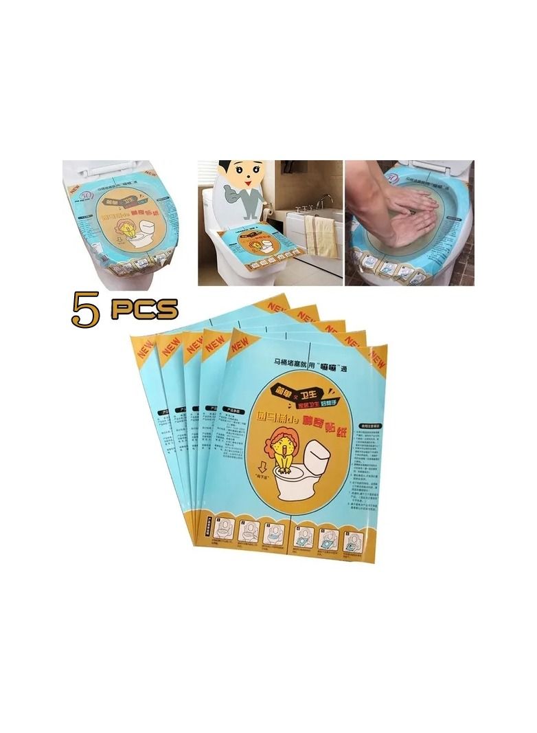 5-Pieces High Pressure Manual Unclog  Nightstool Sticker,Toilet Polyethylene Sticker,Transparent Sticker Toilet Dredging Post Household Portable Accessories Toilet Cleaning Tools  - Image 1