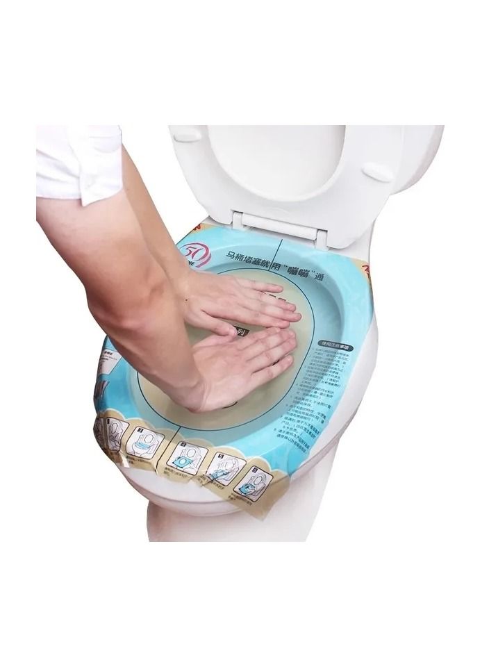 5-Pieces High Pressure Manual Unclog  Nightstool Sticker,Toilet Polyethylene Sticker,Transparent Sticker Toilet Dredging Post Household Portable Accessories Toilet Cleaning Tools  - Image 2