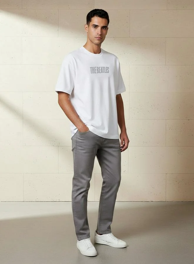 اس بي كاركترز Men Relaxed Fit Crew Neck Short Sleeves The Beatles Print T shirt