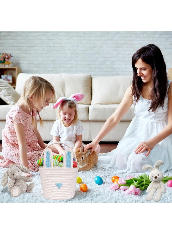 LDFDRT Easter Basket Empty Bunny Egg Baskets With Handle And Ears Easter Gifts Cute Woven Basket (blue) - Image 5