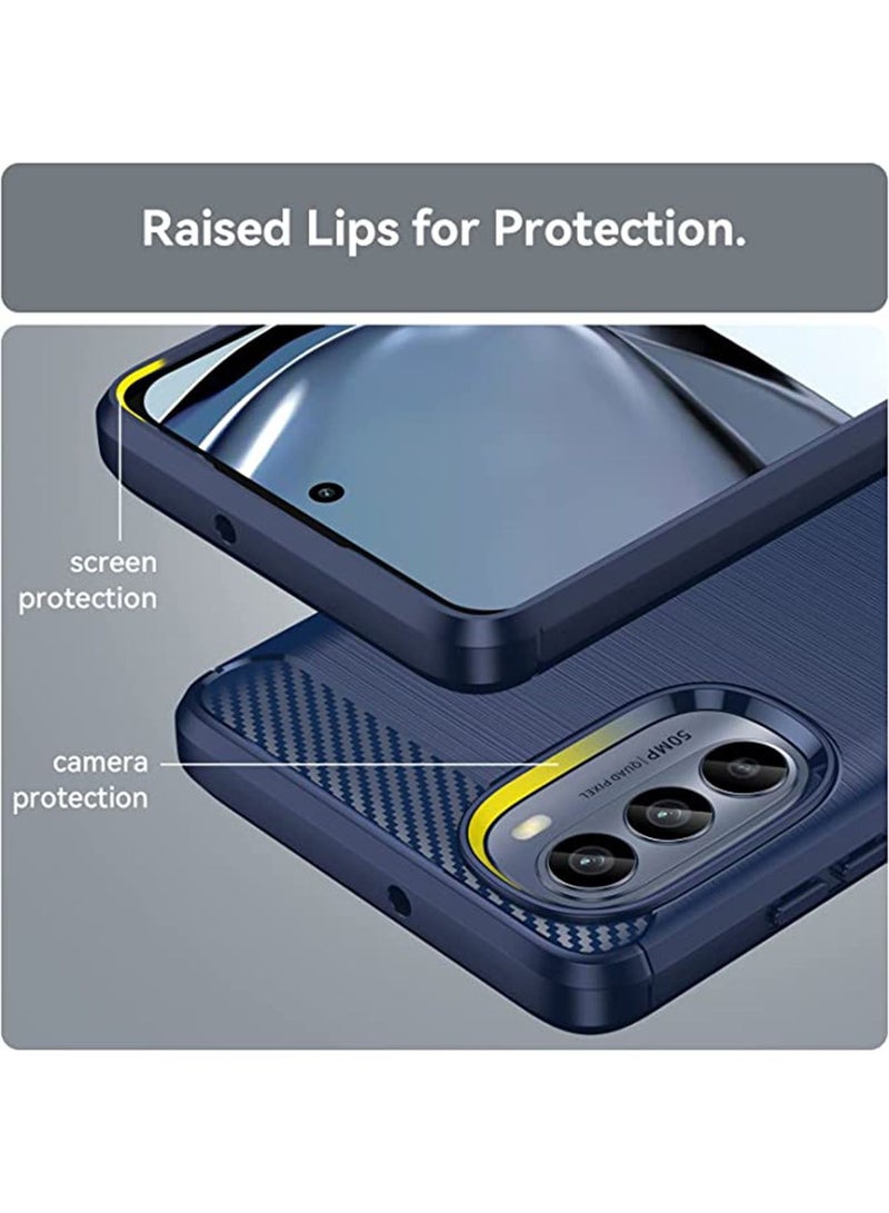 Motorola Moto G62 5G Case Cover Protector with Shockproof Slim Soft TPU Silicone Carbon Fiber Cell Accessories Phone Cover Anti-Scratch Non slip Blue - Image 3