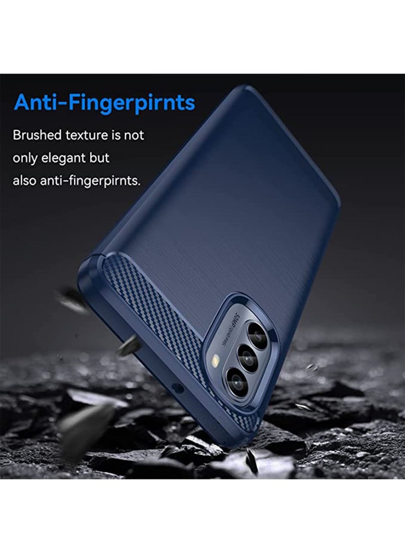 Motorola Moto G62 5G Case Cover Protector with Shockproof Slim Soft TPU Silicone Carbon Fiber Cell Accessories Phone Cover Anti-Scratch Non slip Blue - Image 4