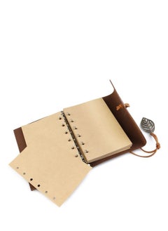 Y&D Vintage Retro Pu Leather Cover Notebook Writing Journal Diary, Leaf Pattern Spiral Blank String Daily Notepad, Unlined Paper, Pendants, Classic Embossed, Loose  - Image 2