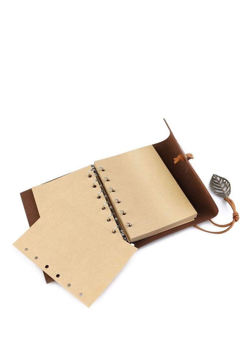 Y&D - Vintage Retro Pu Leather Cover Notebook Writing Journal Diary, Leaf Pattern Spiral Blank String Daily Notepad, Unlined Paper, Pendants, Classic Embossed, Loose - Image 1