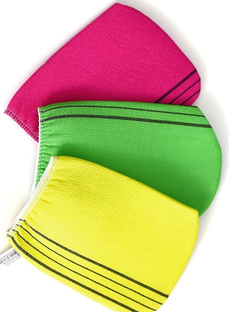 Set of 3 Genuine Korean Exfoliating Bath Scrub Mittens - Premium Quality Shower Gloves for Smooth Skin  - Image 1