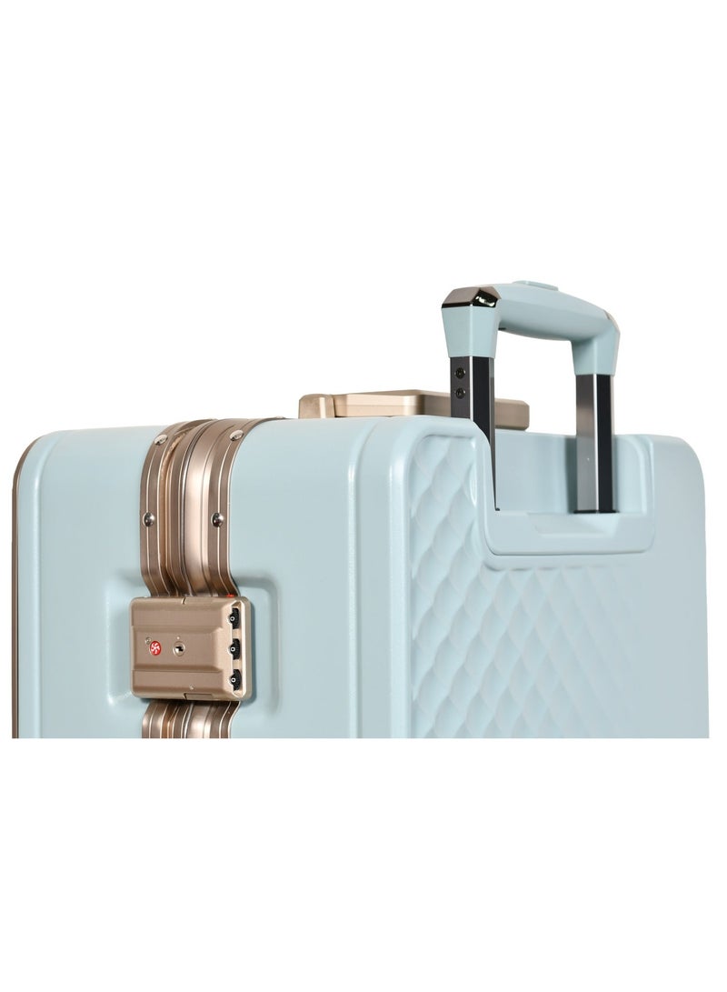 Morano Modern Carry-on Aluminum Frame Polycarbonate Luggage with Four Universal Wheels and Combination Lock (Blue) Size: 35 CM X 24 CM X 55 CM - Image 4