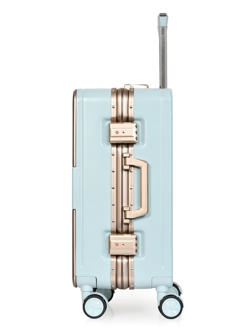 Morano Modern Carry-on Aluminum Frame Polycarbonate Luggage with Four Universal Wheels and Combination Lock (Blue) Size: 35 CM X 24 CM X 55 CM - Image 5