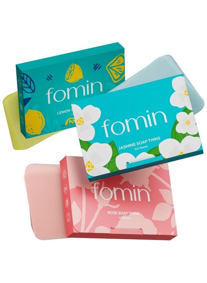 FOMIN Antibacterial Paper Soap Sheets For Hand Washing(300 Sheets) Rose Jasmine Lemon Portable Travel Dissolvable Camping Mini Soap Portable Hand Soap Sheets - Image 1