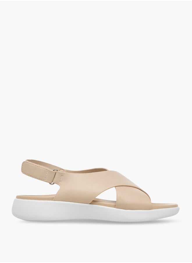 Le Confort Women's Solid Cross Strap Sandals With Hook And Loop Closure  - Image 3
