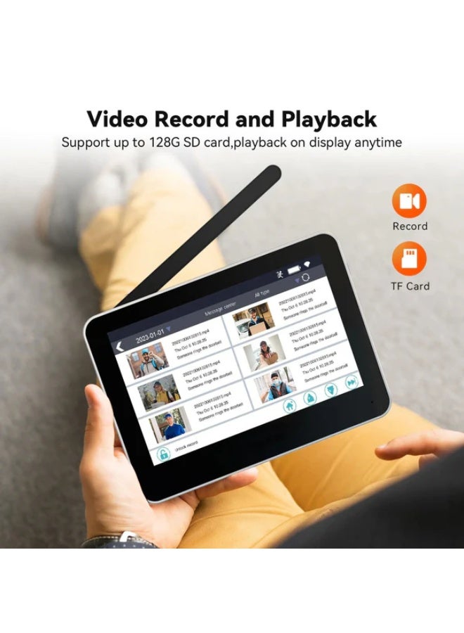 كروني جهاز الاتصال الداخلي الذكي Crony Tl-Ah708-B3 المزود بشاشة تعمل باللمس مقاس 7 بوصات وكاميرا عالية الدقة 1080 بكسل وزاوية واسعة 160 درجة وفتح عن بعد وبطارية تدوم 90 يومًا، مثالي لترقية أمن الفيلا/المنزل. - Image 2