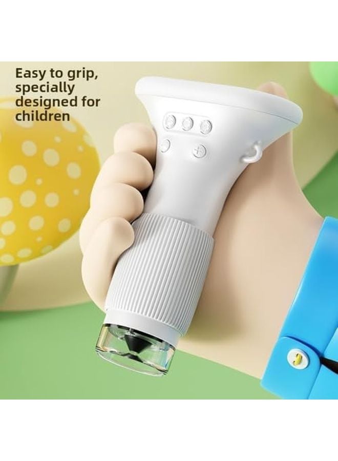 مجهر رقمي أبيض للأطفال، تكبير 100x، شاشة IPS عالية الدقة 2 ميجابكسل، ذاكرة مدمجة - Image 4