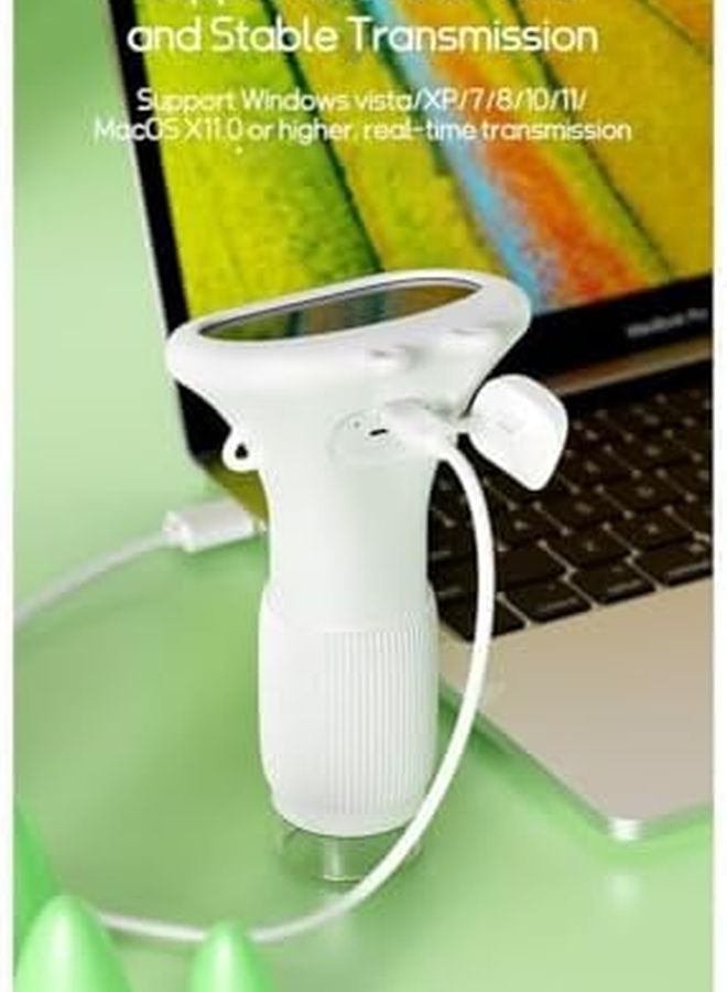 مجهر رقمي أبيض للأطفال، تكبير 100x، شاشة IPS عالية الدقة 2 ميجابكسل، ذاكرة مدمجة - Image 5