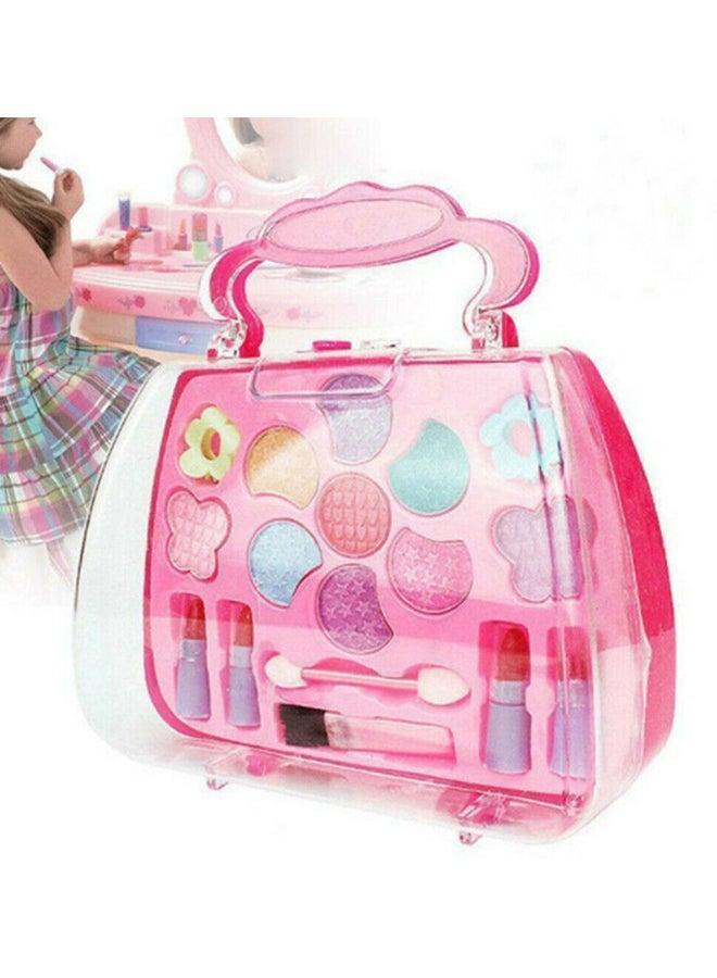 Beauty Makeup Toy Set For Girls with Portable Makeup Box Foldable Makeup Kit 15x6.5x16cm Safe & Non-Toxic Kids Makeup Toys ﻿Pretend Fun Play Toy