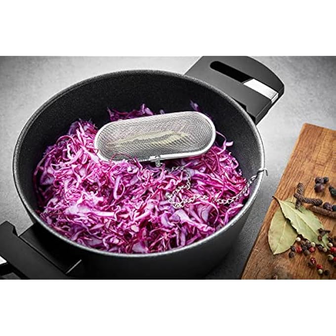 GEFU 12911 Infusio Spice Strainer  Extra Large Spice Ball Herb Strainer For Spices And Herbs Tea Strainer Tea Filter With Hanging Chain Stainless Steel Fine Mesh - Image 2