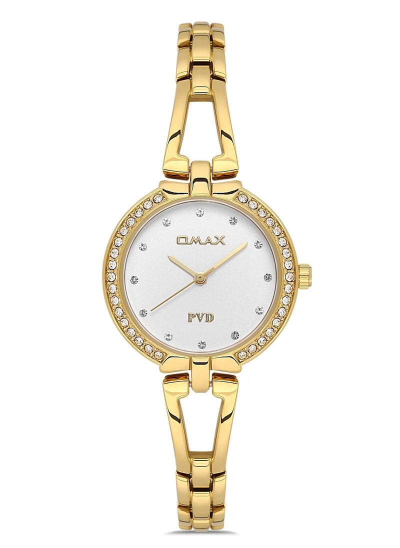 OMAX - Omax Women's Luxury Wrist Watch, Watches for Women, Stainless Watches, Steel Gold Luxury Band, White Analog Dial, Waterproof Watch, 1 Year Warranty - Image 1
