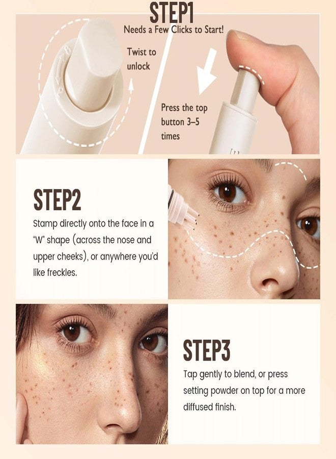 BAISEN DIARY Faux Freckle Stamp Pen - Upgraded Liquid Freckle Marker with Multi-Prong Soft Tip, Air Cushion Applicator for Natural Sun-Kissed Look, Long-Lasting Freckle Makeup Tool (2# Medium) - Image 3