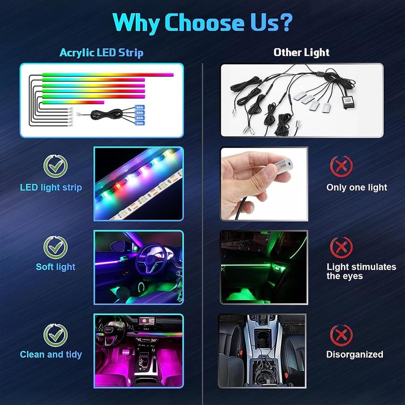 WEBUPAR Dreamcolor Acrylic Interior Lights - 10 in 1 LED Strip Lights with APP Control and 213 Color Modes - Image 2