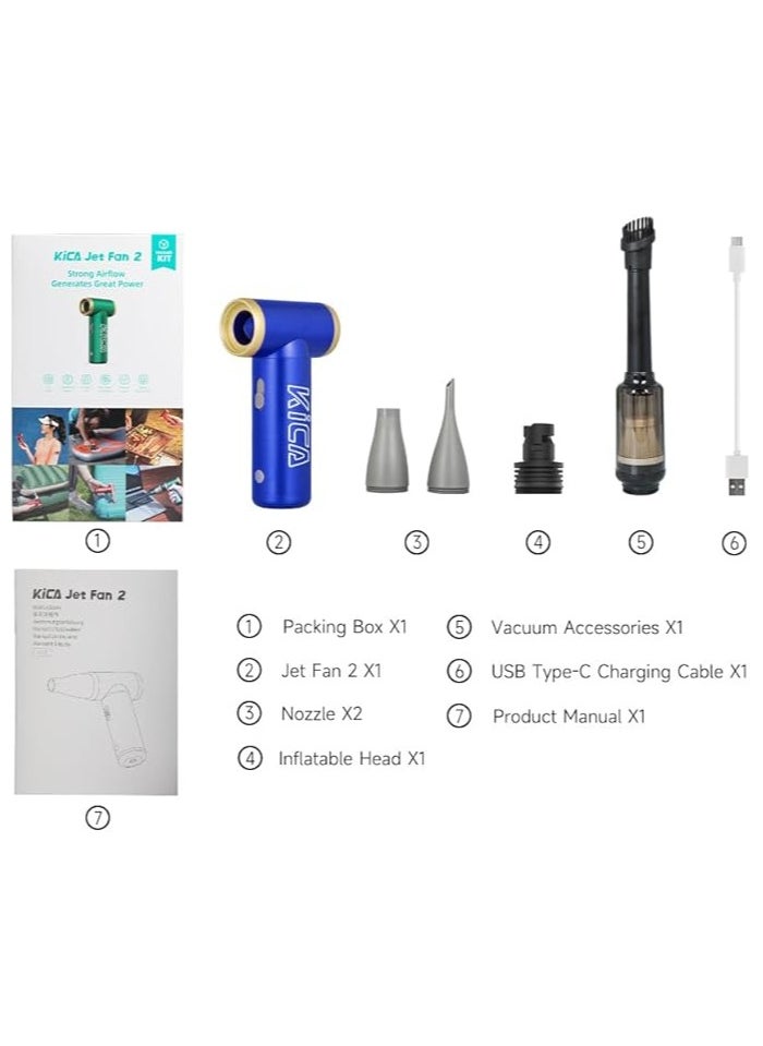 KiCA Jetfan 2 / Electric Dust Blower & Fan / Rechargeable /101000 RPM/ Handy Air Pressure Duster for Laptop/ Car/ Sofa & Office Equipment / Compact Handheld Air Duster / Travel & Outdoor - Blue  - Image 5