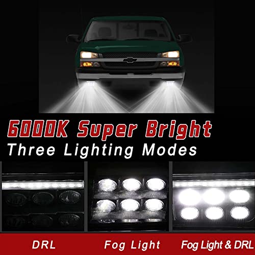Tecoom LED Fog Lights with Daytime Running Lamps Compatible with 2003-2007 Chevrolet Avalanche Silverado 1500/2500/3500 Classic - Image 2
