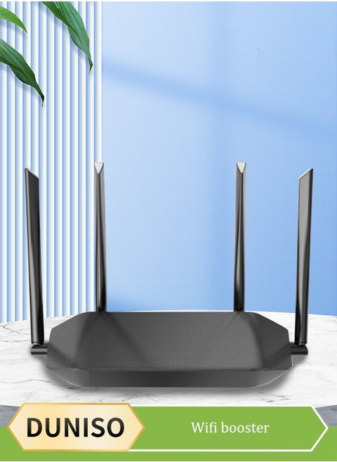 WiFi repeater, network extender, signal enhancer, router WiFi range extender, 1200Mbps, can further expand network range, suitable for offices and homes (black)
