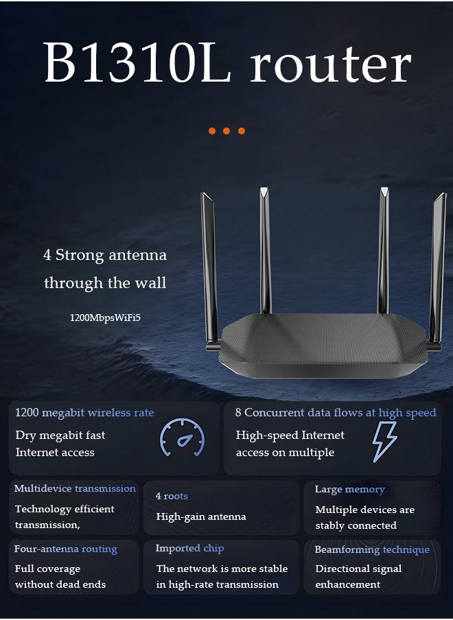 DUNISO WiFi repeater, network extender, signal enhancer, router WiFi range extender, 1200Mbps, can further expand network range, suitable for offices and homes (black)  - Image 3
