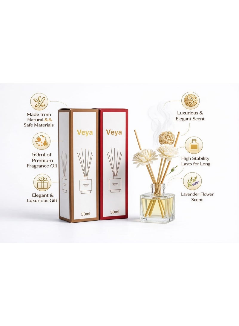 ڤيا VEYA فواحة أعواد عطرية فيا من قطعتين - روز وجاردينيا – 50 مل - Image 3