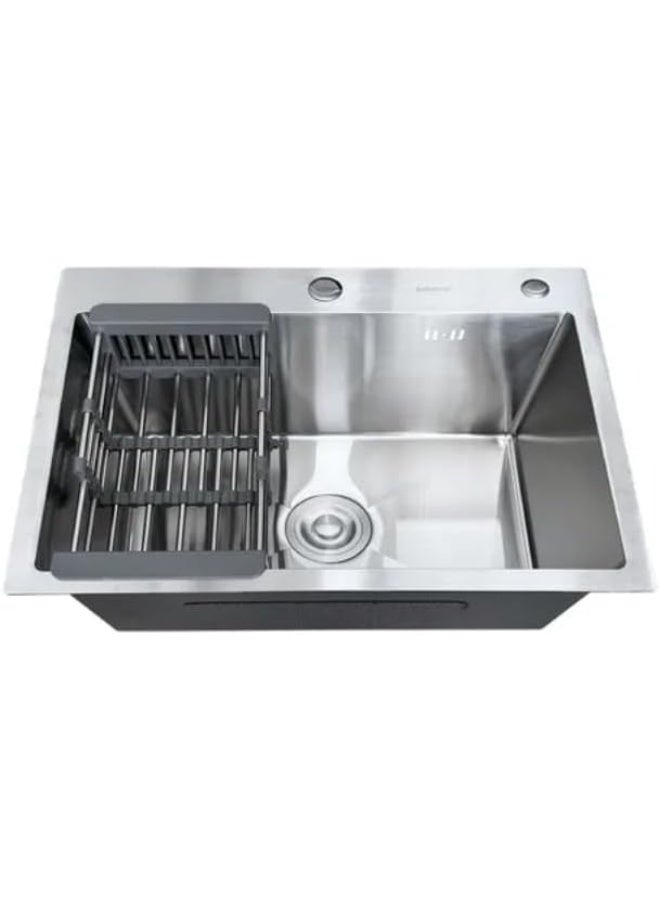 YD Premium Single Bowl Kitchen Sink with Drain Kit, Expandable Drying Rack and Soap Dispenser, Deep Stainless Steel Sink for Modern Kitchens, Durable Workstation Sink Solution - Image 2
