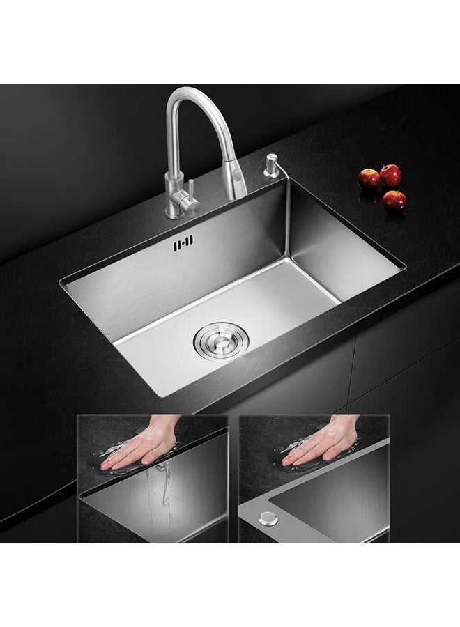 YD Premium Single Bowl Kitchen Sink with Drain Kit, Expandable Drying Rack and Soap Dispenser, Deep Stainless Steel Sink for Modern Kitchens, Durable Workstation Sink Solution - Image 4