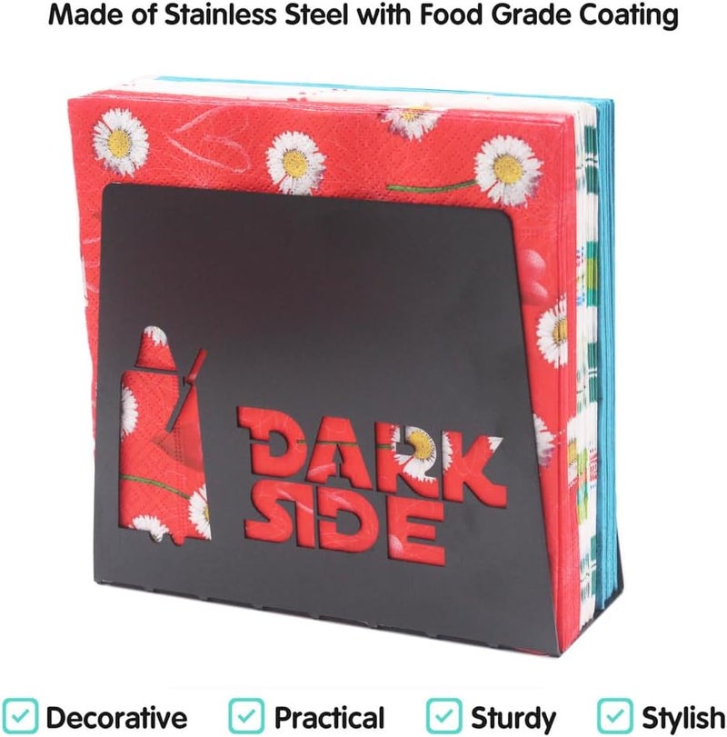 Finex BLACK Dark Side Light Side Premium Stainless Steel Napkin Holder Stand for home kitchen dinner table theme party RV camper restaurant - Image 3