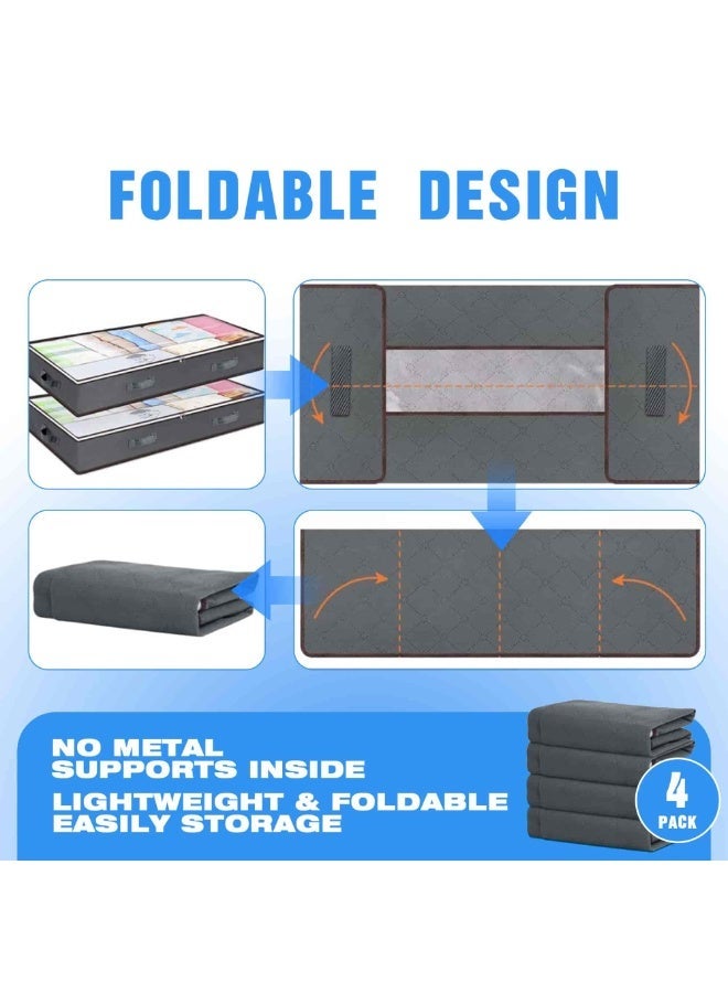 أنمي حاويات تخزين تحت السرير، سعة ٩٠ لتر (٤ قطع) - قابلة للطي ومتعددة الاستخدامات - Image 4