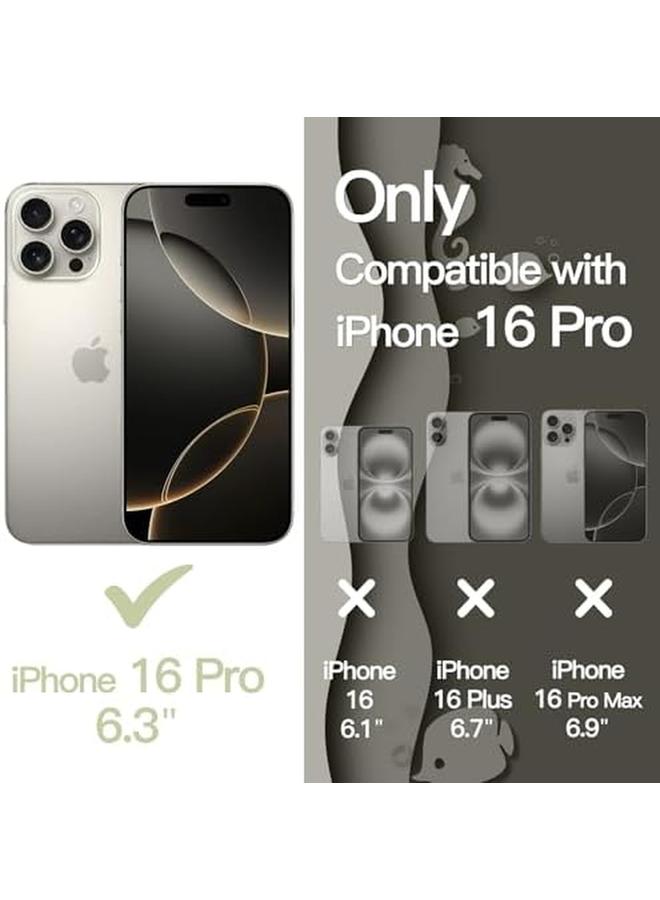 جي تيك جراب مموج لهاتف Iphone 16 Pro مقاس 6.3 بوصة بإطار مموج لطيف على شكل مجعد غطاء هاتف مقاوم للصدمات للنساء والفتيات بظهر شفاف صلب من مادة البولي كربونات من التيتانيوم الطبيعي - Image 2