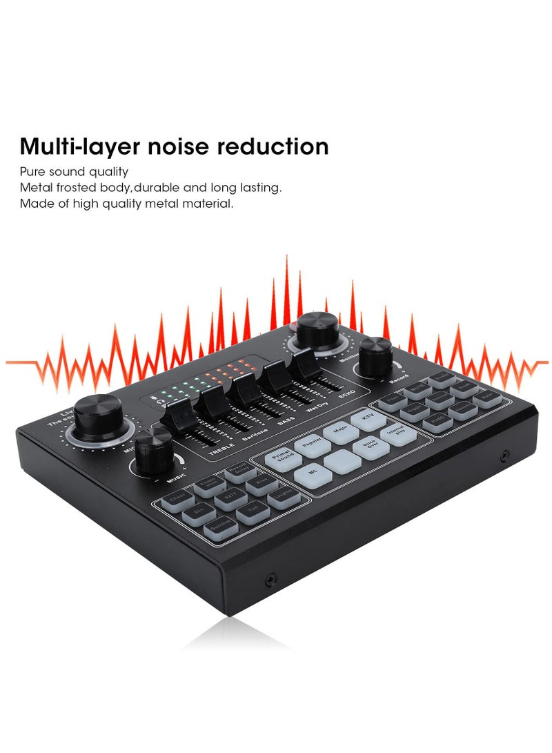 Captaintech Sound Card V9 Live Broadcast Sound Card External Stereo Audio Mixer Broadcast Metal Frosted Body Easy Operation Live Sound Card For Live Streaming and Games  - Image 4
