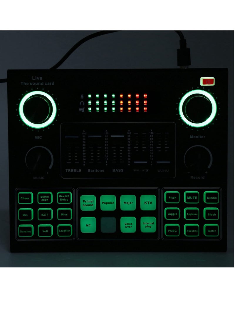 Captaintech Sound Card V9 Live Broadcast Sound Card External Stereo Audio Mixer Broadcast Metal Frosted Body Easy Operation Live Sound Card For Live Streaming and Games  - Image 5
