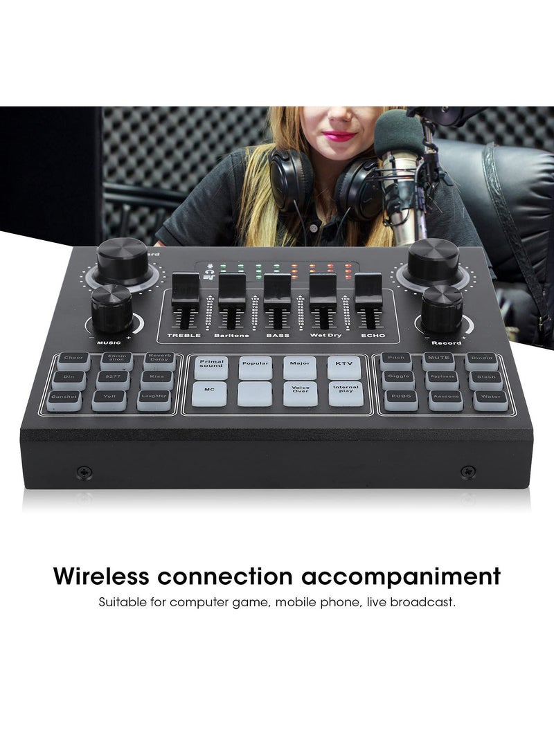 Captaintech Sound Card V9 Live Broadcast Sound Card External Stereo Audio Mixer Broadcast Metal Frosted Body Easy Operation Live Sound Card For Live Streaming and Games  - Image 3