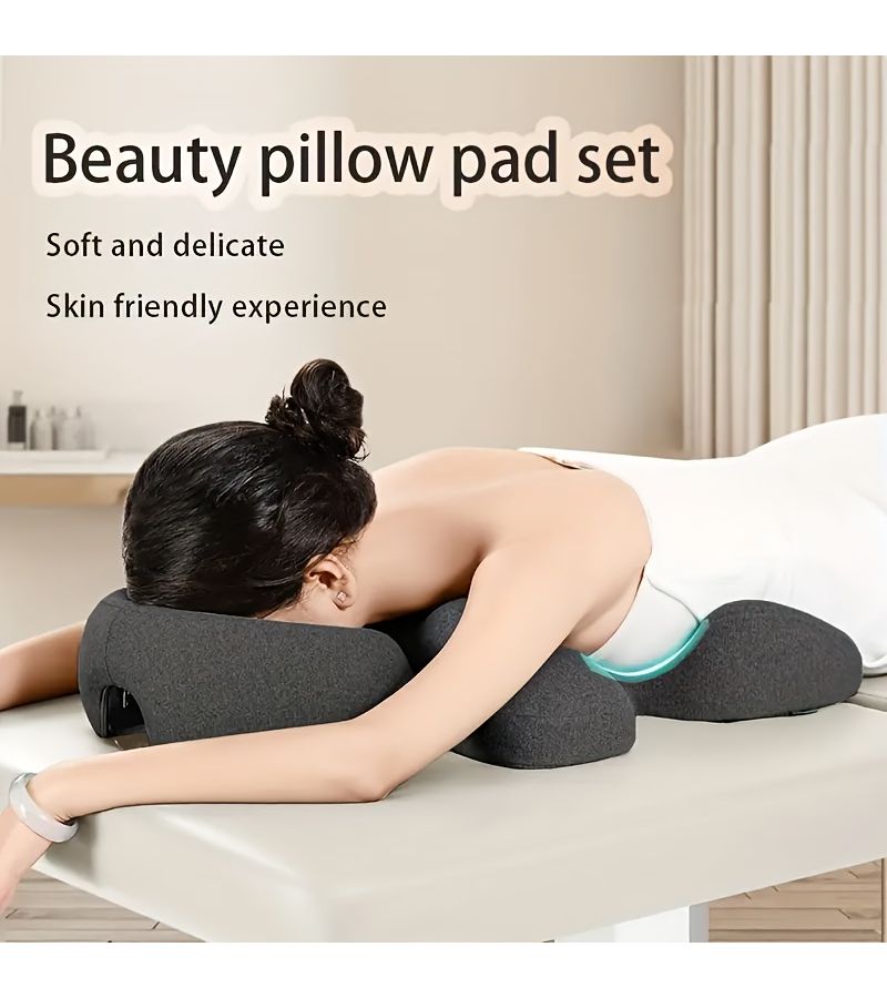 Face Pillow Set T Shaped Chest Pillow Dark Gray For Beauty Beds Facial Massage Table Abdominal Support Shoulder Neck Rest Cushion - Image 5