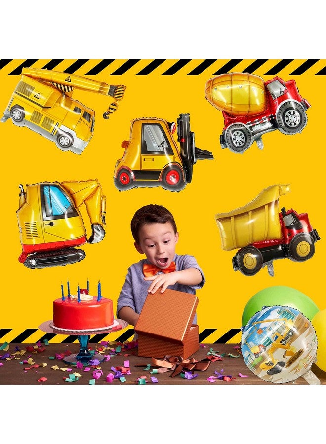 Atpata Funky Construction Theme Foil Balloons Excavator Bulldozer Balloon Dump Truck Forklift Mixer Truck Crane Balloon and Happy Birthday Banner for Boys Construction Birthday Party Supplies - Image 2