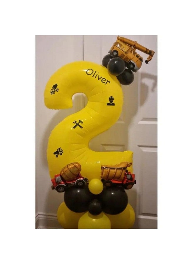 Atpata Funky Construction Theme Foil Balloons Excavator Bulldozer Balloon Dump Truck Forklift Mixer Truck Crane Balloon and Happy Birthday Banner for Boys Construction Birthday Party Supplies - Image 4