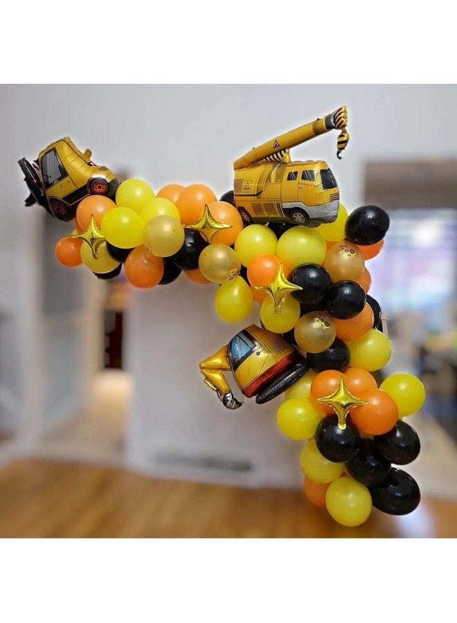 Atpata Funky Construction Theme Foil Balloons Excavator Bulldozer Balloon Dump Truck Forklift Mixer Truck Crane Balloon and Happy Birthday Banner for Boys Construction Birthday Party Supplies - Image 3