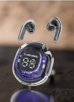 Fearlex Transparent Wireless Earbuds | ENC Bluetooth Headphones | Noise Cancelling Earbuds with Touch Control | Digital LED Display with Crystal Case Earbuds | Waterproof Headphone for Sports  - Image 1