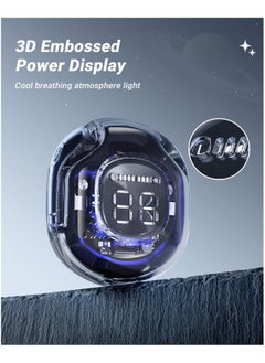 Fearlex Transparent Wireless Earbuds | ENC Bluetooth Headphones | Noise Cancelling Earbuds with Touch Control | Digital LED Display with Crystal Case Earbuds | Waterproof Headphone for Sports  - Image 3