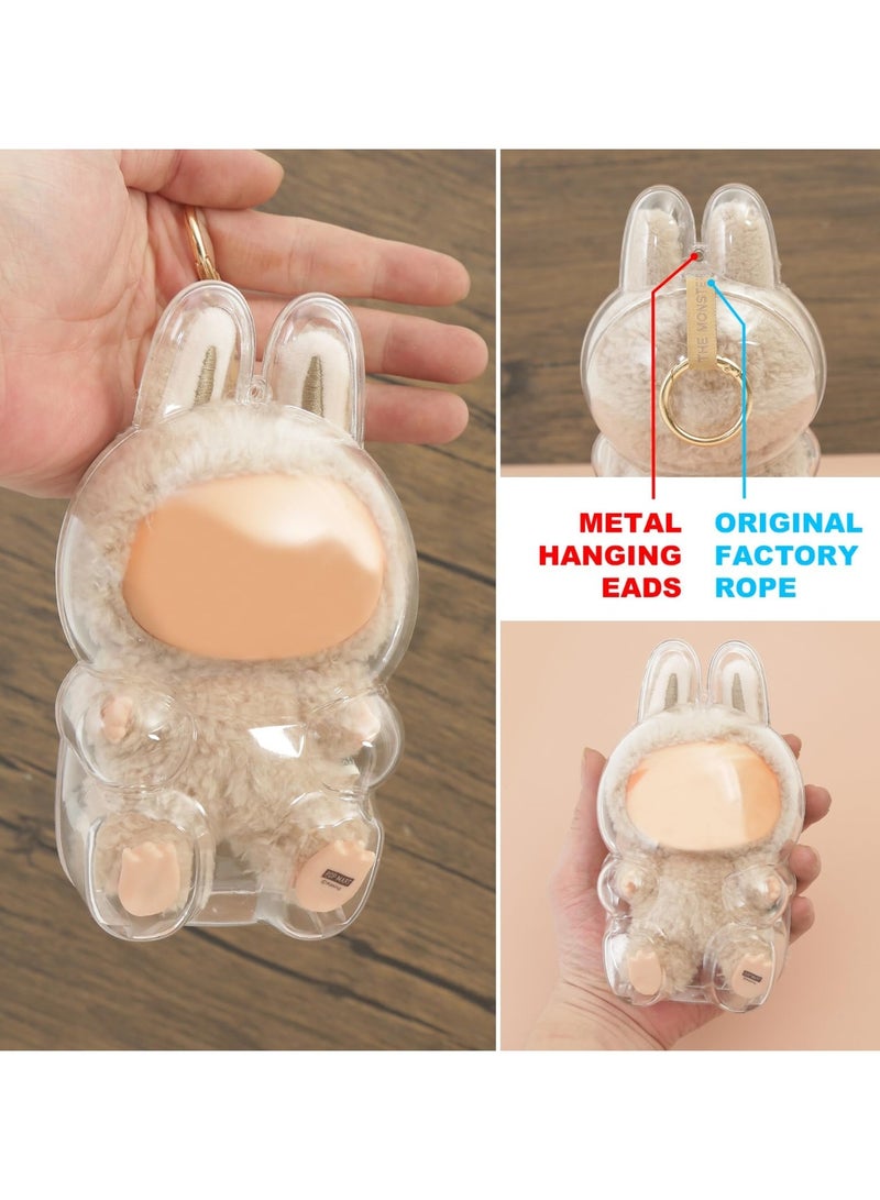 1pcs For LABUBU Plush Doll Protective Case Clear Hanging Display Cover with Keychain Transparent Acrylic Storage Box for V2 Sitting Figure Collector’s Showcase (Doll Not Included) - Image 5