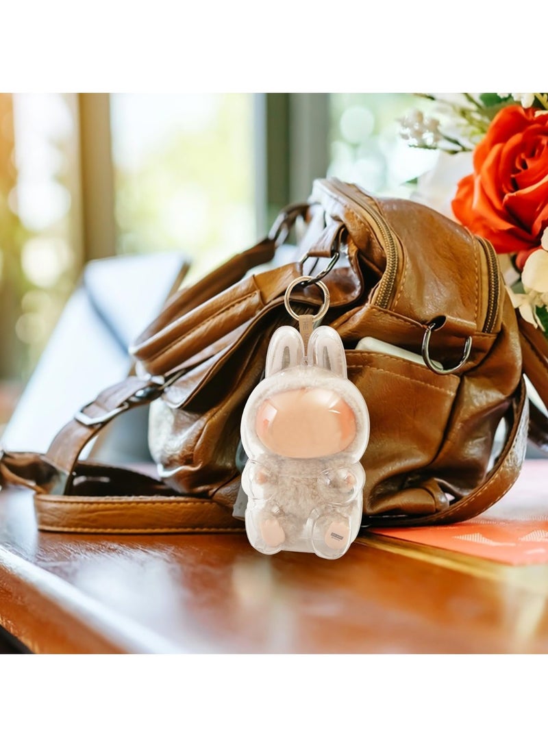 1pcs For LABUBU Plush Doll Protective Case Clear Hanging Display Cover with Keychain Transparent Acrylic Storage Box for V2 Sitting Figure Collector’s Showcase (Doll Not Included) - Image 4