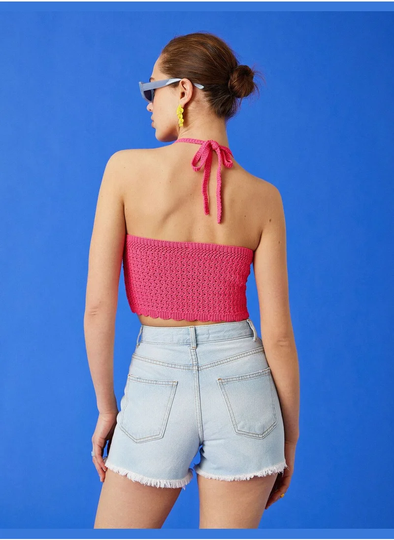 كوتون Halter Neck Tank Top Knitted