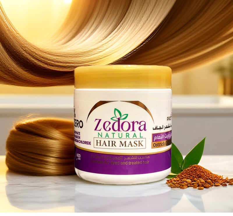 Zedora Treatment Mask for Colored and Treated Hair 600g - Cream Bath with Ostrich Oil and Protein - Deep Moisturizing and Smoothing for Dry and Damaged Hair - Sulfate and Paraben Free. - Image 2